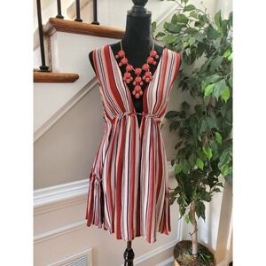 American Thread Women's Multicolor Rayon Sleeveless V-Neck Knee Length Dress S